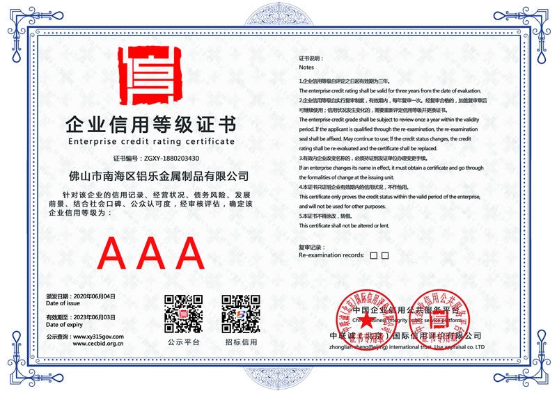 上海企业信用等级证书